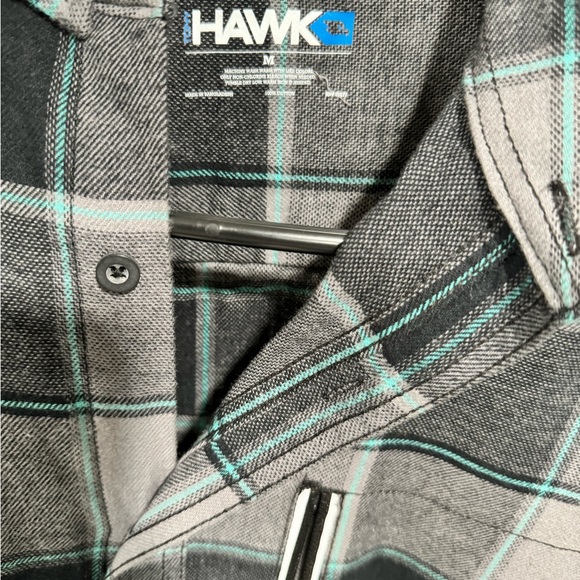 Men’s Tony Hawk size medium zippered pocket gray plaid shirt - Picture 7 of 9